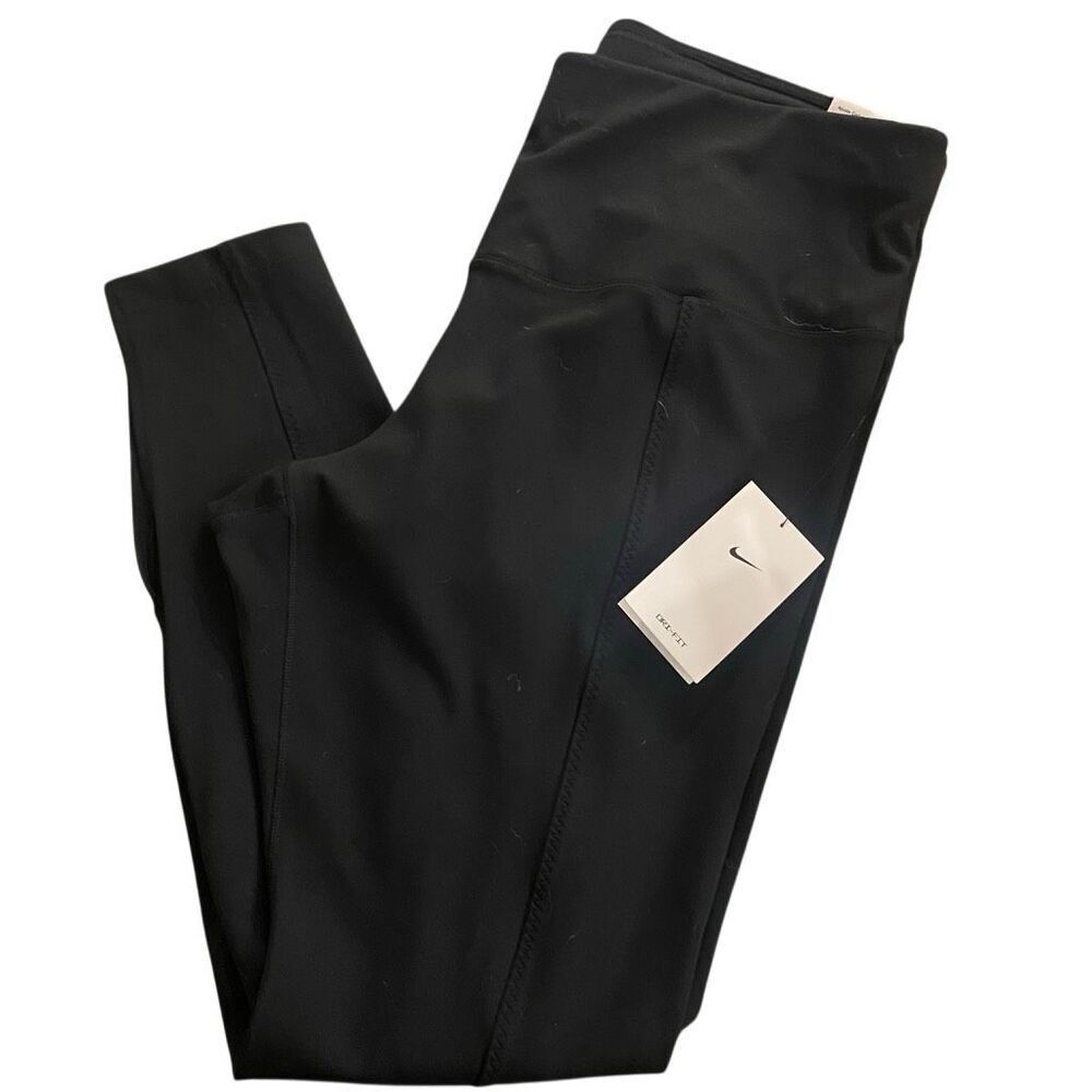 Nike Dri fit NET Nike one tight fit high rise long tall black slit leg style siz